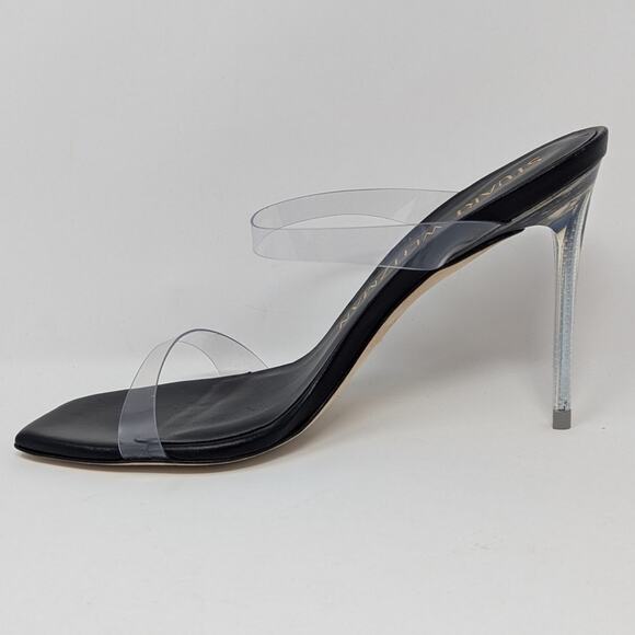 Stuart Weitzman Aleena Lucite PVC Heels Black and Clear Size 7 - Picture 12 of 15